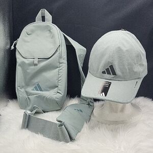 Adidas Light Gray Backpack and Hat Combo